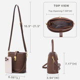 Faux Suede Bucket Bags for Women, Small Top Handle Purse with Crossbody Strap, Vintage Handbag with Twist Lock for Everyday Use (Coffee)