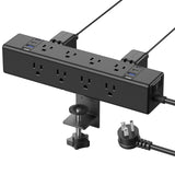 CCCEI 45W Per Side USB-C Desktop Outlet Station, Clamp Power Strip Surge Protector 4800J, Home Office Standing Desk Organizers and Accessories, 10FT 14AWG 15A Extension Cord, Switch, ETL Listing.
