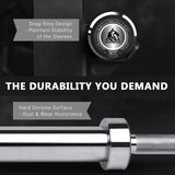 LIONSCOOL 7ft Olympic Barbell (Silver Chrome, 1500LBS, No Center Knurl)