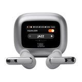 True wireless noise-cancelling closed-stick earbuds, 48Hrs total playback, Wireless Charging, 6 Mics (Silver) JBL