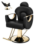Artist hand Barber Chair Reclining Salon Chair for Hair Stylist with Heavy Duty Hydraulic Pump, Salon Hair Styling Chair 360 Degree Swivel for Haircutting Braiding, Max Load 440 Lbs, Black and Gold
