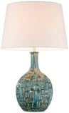 360 Lighting 26" High Gourd Mid Century Modern Coastal Table Lamps Set of 2 Teal Ceramic Fabric White Shade Living Room Bedroom Bedside Nightstand House Office Home Reading (Colors May Vary)