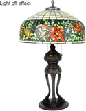 Tiffany-Style Lamp Table Peach Kapok Peony Glass Lampshade Desk(Rose)