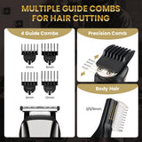 PRITECH Beard Trimmer for Men,6 in 1 Hair Clippers Kit, Precision Cordless Grooming Kit Waterproof IPX6 for Beard, Hair, Body, Nose, Ear, with Foil Razor (Silver)