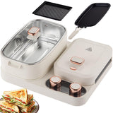 Multifunctional Breakfast Maker Station, 1100W Sandwich Machine with 1L Cooking Pot and Removable Non-stick Baking Pan