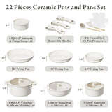 Bazova 22-Piece Pots and Pans Set Non Stick with Removable Handles, Ceramic Cookware Set, Large-Capacity & Non Toxic, Induction & RV Compatible, Dishwasher Safe, PFAS/PTFE/PFOA Free, White