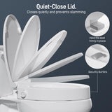 BIGCOW Raised Toilet Seat with Bidet - Elongated, Soft Close, 3" Height - Dual Nozzle (Frontal & Rear Wash) with Adjustable Cold Water Pressure and Stainless Steel Inlet (Elongated)