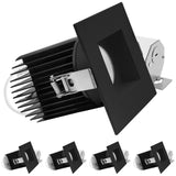 LUXRITE 4 Inch Recessed Light, Regressed Canless LED Spotlight, 5CCT 2700K-5000K, CRI90, 22W, 1700 Lumens High Output, 60º Wide Flood, Square Black Trim, Dual Dimmable, IC & Wet Rated (4 Pack)