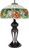 Tiffany-Style Lamp Table Peach Kapok Peony Glass Lampshade Desk(Rose)
