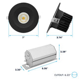 LUXRITE 6 Inch LED Recessed Light, Regressed Spotlight with Round Black Interchangeable Trim, 22W, 1800LM, 5CCT 2700K–5000K, 38°, Dual Dimmable, Twist-N-Lock, CRI90, Wet & IC Rated, ETL (4 Pack)