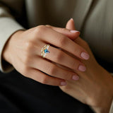 10k Gold Alexandrite ring set Promise Ring Set Alexandrite rings for womens Vintage Wedding Ring Set Birthday Mothers day