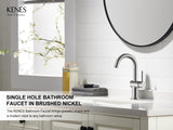KENES Brushed Nickel Bathroom Faucet Single Handle Modern Prep Wet Bar Sink Faucet Bathroom Sink Faucets with Drain Assembly & Deck Plate, Farmhouse RV Camper Outdoor Utility Faucet, KE-9005B