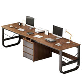 Modern Double Cutter Desk Extra Long Writing Table for Home Office Walnut Finish Sleek Workspace Design for Enhanced Productivity and Comfort