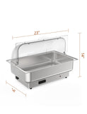2Pack 4.5QT Electric Chafing Dish Buffet Set – Stainless Steel Roll Top Food Warmers with Adjustable Temperature & Transparent Lids – Commercial Catering Chafer Servers for Parties, Weddings, Banquets