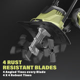 SOYUS 14 Inch Electric Tiller Cultivator 12 Amp Corded Tiller for Gardening, Garden Tiller with Folding Handle