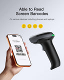 Inateck Wireless 2D Barcode Scanner Bluetooth, Megapixel QR Scanner with Charging Cradle Data Receiver, 2X 2000mAh Replaceable Batteries for Continuous Shift Work