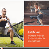 Body Sport Battle Rope, 40 ft. Long, 2 in. Diameter - Strong, Poly-Twine Training Cord for Indoor & Outdoor Use - Home Fitness & Gym Equipment