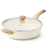 SENSARTE Ceramic Nonstick Frying Pan Skillet with Lid, 12 Inch Large Deep Frying Pan, 5 Qt Saute Pan, Induction Pan, Healthy Non Toxic Cooking Pan with Helper Handle, PFOA PFAS PTFE Free