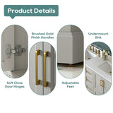 DELUXE LIVING 60 Inch Bathroom Vanity with Double Sink Combo, Greige