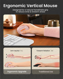 ProtoArc EM11 NL Wireless Ergonomic Vertical Mouse, Rechargeable, Pink