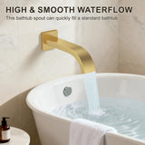 FAROLAN Brushed Gold Shower System with Tub Spout, Ceiling Mounted Bathtub Shower Faucet Set, 12" Rainfall Shower Head and Handheld Shower Combo, High Pressure Shower Fixtures Set with Rough-in Valve