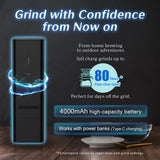Femobook-A2 Portable Electric Coffee Grinder, Cordless Burr Grinder USB Rechargeable Coffee Grinder Magnetic Grounds Cup Travel & Home Brewing, Black