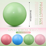 Leyndo 4 Pcs 26 Inch Yoga Exercise Ball Pilates Pregnancy Birthing Fitness Ball with Quick Pump Anti Burst for Improved Posture, Balance, Yoga, Pilates, Training(Macaron Color)