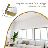 Prywot Arched Floor Mirror, 57 "x 20" Full Length Mirror Wall Mirrors Hanging or Leaning Arched-Top Full Body Mirrors with Stand for Bedroom, Dressing Room, Gold