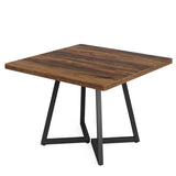 Tribesigns Square Dining Table Set of 4, 31.5" Industrial Dinner Table with Metal Base, Kitchen Table for Dining Room, Small Space, Apartment, Rustic Brown & Black (Chairs are not Included)