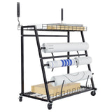 Gelacie 39" x 23" x 37" Floor Dispenser Rack – Adjustable Rolling Storage for Rolls Mat Rack Heavy-duty Paper Roll Organizer Stand Black Powder-Coated Steel
