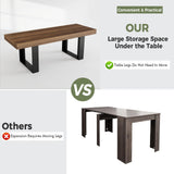 Rustic Extendable Dining Room Table for 8 10, 70.9" (86.6") x 31.5", Rectangular Dinner Table for 6-10, Mid Century Modern Expandable