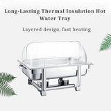 XAWSOP Electric Buffet Server 9L Chafing Dish Set for Wedding Catering Party Stainless Steel Visible Buffet Server Warmer with Food Pan,Frame,Lid and Fuel Holder,1Pcs,4pcs,1pcs