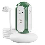 MiaoLab Power Strip Tower with 2 USB-C Ports (30W Fast Charing), 1420J Surge Protector, 4 AC Outlets, 6.6FT Extension Cord with Overload Protection, 1875W/15A Charging Station for Home Office Desk