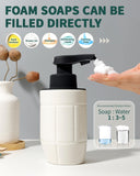 BosilunLife Automatic Soap Dispenser Ceramic Hand Free Soap Dispenser with Waterproof Pump Rechargeable Smart Electric Lotion Soap Dispenser Touchless 10oz (White, Foam Pump)