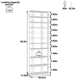 HOMEFORT 10-Tier Corner Shoe Tower - Double Rows, Slim Shoe Stand for 20 Pairs - Entryway, Hallway, Closet (White)
