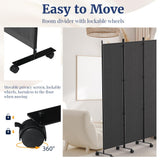 6 Panel Room Divider, 6FT Tall Rolling Privacy Screen with Lockable Wheels, Folding Wall Dividers Portable Room Divider for Room Separation