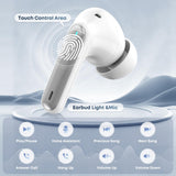 Fhumsh Wireless Earbuds Bluetooth 5.4 Headphones, Noise Cancelling Mic Ear Buds with 50H Playback, LED Digital Display, IPX7 Waterproof Earphones (Pure White)