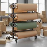 MOOFI Heavy-Duty 36-Inch Mobile Paper Roll Holder, 8-Roll Rack with Cutter