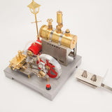 MechPuConToy Steam Engine Model That Works with Generator and Street Lamp Kit, SE-02 Full Metal Reversible Horizontal Stationary Steam Engine Model Kit with Centrifugal Regulator (100PCS)