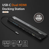 Dual HDMI Display, 5Gbps USB-A x3, SD Card Reader, PD 100W, RJ45 Ethernet, Combo Audio Jack, for MacBook and Windows Laptop