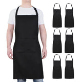 Will Well Chef Apron for Men and Women - 33" x 27" Large with 38" Waist Ties for a Comfy and Snug Fit, Durable and Lightweight, with 2 Spacious Pockets for Your Cooking Essentials - 6-Pack, Black