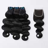 Luckstar 16A Body Wave Human Hair Bundles with 5x5 Skinlike Real HD Lace Closure,3 Bundles 20 22 24 with 18 Inch HD Closure, Double Drawn Weft, Long-Lasting Professional Sew-In Extensions