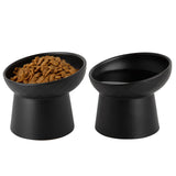 KITCHENLESTAR Elevated Cat Bowls, 15° Tilted Ceramic Raised Cat Food and Water Bowl Set, Whisker-Friendly Porcelain Pet Feeder Dishes for Indoor Cats and Small Dogs,Black,5.2 Inch,2 Pack