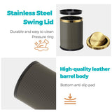 YOJIA 4 Gallon Bathroom Trash can with Swing Lid, Grey Gold