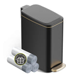 Small Bathroom Trash Can with Lid Soft Close, Step Pedal