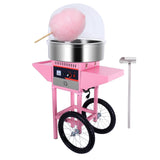 Electric Cotton Candy Machine with Rolling Cart, 1000W Candy Floss Maker Featuring 20.5" Stainless Steel Bowl, Adjustable Temperature, Drawer Design, for Parties and Events, Pink