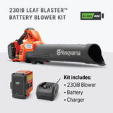 Husqvarna 230iB Battery Powered Cordless Leaf Blower, 136-MPH 650-CFM Electric Leaf Blower with Brushless Motor and Quiet