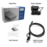 12TB USB 3.2 Gen 2 (10Gbps) USB-C External Hard Drive w/USB HUB for Windows or MacOS Desktop PC/Laptop (Silver) Avolusion