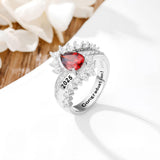Oseew 2027 Class Graduation Ring for Women College High School (White Gold)