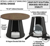 HIPIHOM 47.2” Round Dining Table Set for 4 Modern Wood Table with 4 Upholstered Chairs, Metal Pedestal Base, Space-Saving Kitchen & Dining Furniture for Small Apartments and Compact Spaces